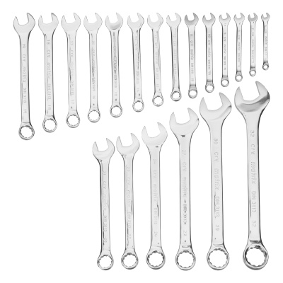 Набор ключей комбинированных 6-32 мм, 20 шт, CrV, полированный хром Matrix по ценам производителя в Екатеринбурге с доставкой по всей России