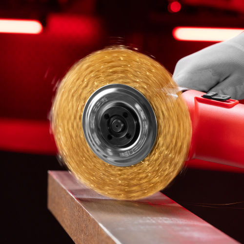 Щетка для УШМ, 150 мм, посадка 22.2 мм, плоская, латунированная витая проволока Matrix по ценам производителя в Екатеринбурге с доставкой по всей России