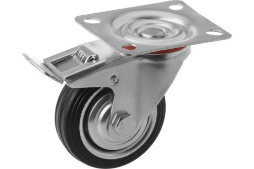 Колесо поворотное резина SCb 97 85 мм с тормозом (F) по ценам производителя в Екатеринбурге с доставкой по всей России