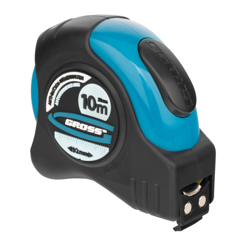 Рулетка "Schlagfest",10 м x 25 мм,магнитный обрезиненный зацеп,двусторонняя шкала,автоматическая фиксация Gross по ценам производителя в Екатеринбурге с доставкой по всей России