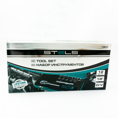 Набор торцевых головок, 1/2, головки 10 - 24 мм, с трещоточным ключом, 12 предметов Stels по ценам производителя в Екатеринбурге с доставкой по всей России