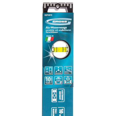 Уровень алюминиевый, 1200 мм, усиленный с ударопрочными заглушками, рукоятки, 3 глазка Gross по ценам производителя в Екатеринбурге с доставкой по всей России