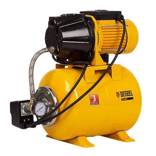 Насосная станция PS1100С, 1100 Вт, 4500 л/ч, ресивер 24 л, подъем 46 м, чугун Denzel по ценам производителя в Екатеринбурге с доставкой по всей России