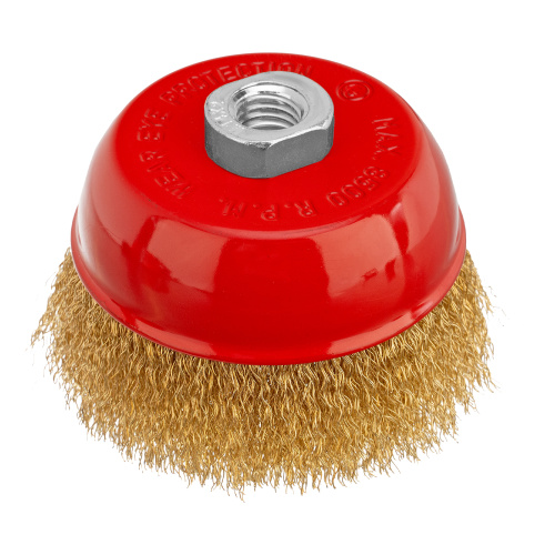Щетка для УШМ, 100 мм, М14, "чашка", латунированная витая проволока Matrix по ценам производителя в Екатеринбурге с доставкой по всей России