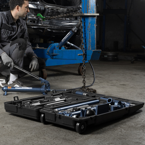 Растяжка гидравлическая, 10 т, набор из 17 предметов, 7 сменных насадок, в пластиковом кейсе на колесах Stels по ценам производителя в Екатеринбурге с доставкой по всей России