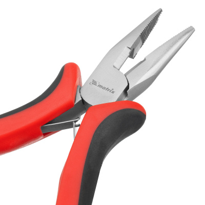 Длинногубцы прямые Mini, 130 мм, никелированные, авторазжим, двухкомпонентные рукоятки Matrix по ценам производителя в Екатеринбурге с доставкой по всей России