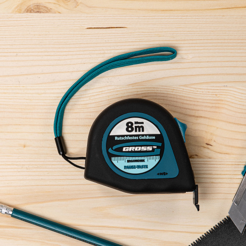 Рулетка "Ergonomisch",8 м x 25 мм,магнитный обрезиненный зацеп Gross по ценам производителя в Екатеринбурге с доставкой по всей России