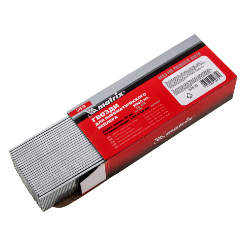 Гвозди для пневматического нейлера, длина 30 мм, ширина 1.25 мм, толщина 1 мм, 5000 шт Matrix по ценам производителя в Екатеринбурге с доставкой по всей России