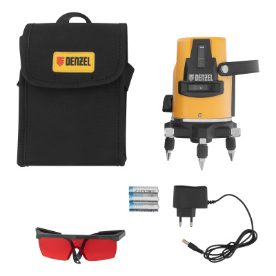 Лазерный уровень LX3, 10 м, ± 0,3 мм/1 м, 635 нм, 4 вертикальных, 1 горизонтальная плоскости, резьба 5/8" Denzel по ценам производителя в Екатеринбурге с доставкой по всей России