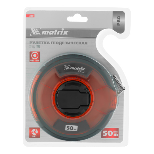 Рулетка геодезическая 50 м х 12,5 мм, закрытый корпус, стальная лента, односторонняя шкала, Pro Matrix по ценам производителя в Екатеринбурге с доставкой по всей России