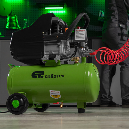 Компрессор воздушный КК-1500/24, 1.5 кВт, 198 л/мин, 24 л, прямой привод, масляный Сибртех по ценам производителя в Екатеринбурге с доставкой по всей России