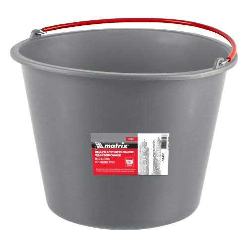 Ведро строительное пластмассовое 16 л, ударопрочное, обрезиненная ручка Matrix по ценам производителя в Екатеринбурге с доставкой по всей России