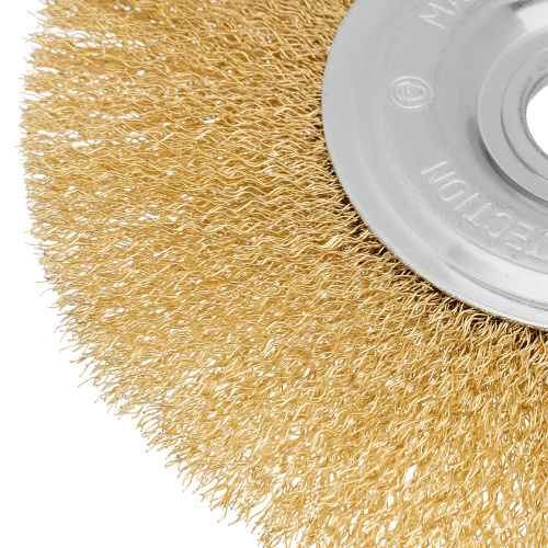 Щетка для УШМ, 175 мм, посадка 22.2 мм, плоская, латунированная витая проволока Matrix по ценам производителя в Екатеринбурге с доставкой по всей России