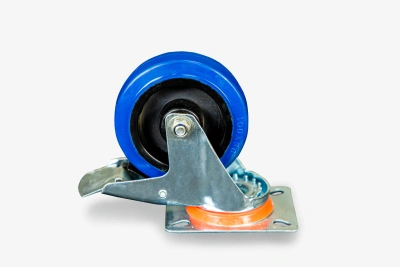 Колесо поворотное из эластичной резины MW70 100 мм с тормозом по ценам производителя в Екатеринбурге с доставкой по всей России