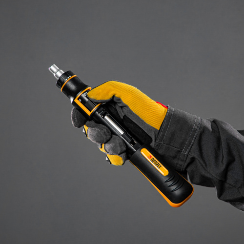 Отвертка реверсивная с револьверным механизмом, 11 шт, сталь S2  Denzel по ценам производителя в Екатеринбурге с доставкой по всей России