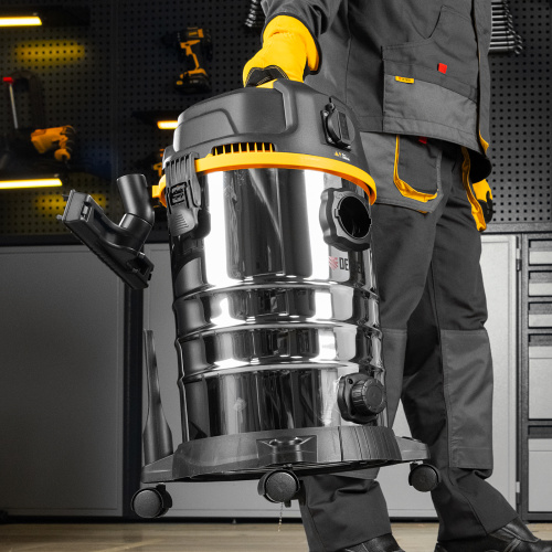Пылесос строительный RVC30, 1400 Вт, бак 30 л, шланг 3 м, розетка с автосинхр. Denzel по ценам производителя в Екатеринбурге с доставкой по всей России