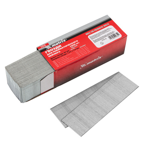 Гвозди для пневматического нейлера, длина 40 мм, ширина 1.25 мм, толщина 1 мм, 5000 шт Matrix по ценам производителя в Екатеринбурге с доставкой по всей России