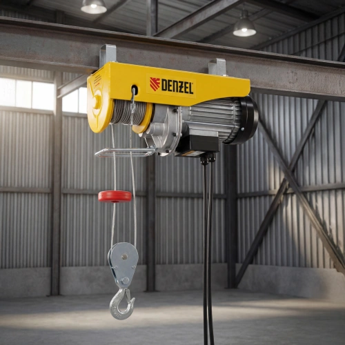 Тельфер электрический TF-500, 0.5 т, 1020 Вт, высота 12 м, 10 м/мин Denzel по ценам производителя в Екатеринбурге с доставкой по всей России