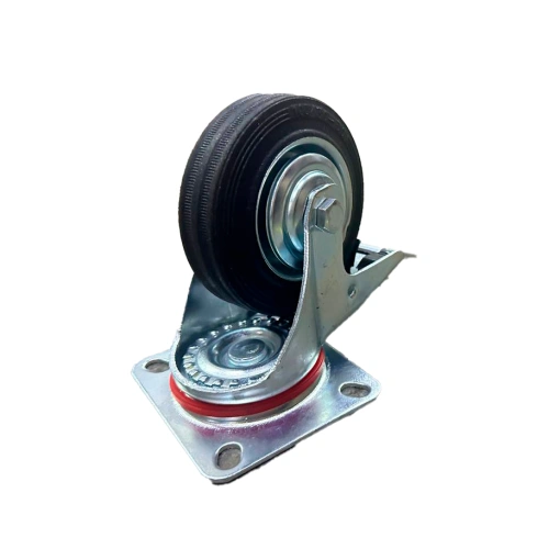 Колесо поворотное резина SCb 42 100 мм с тормозом (F) по ценам производителя в Екатеринбурге с доставкой по всей России