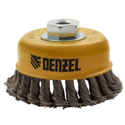 Щетка для УШМ, 100 мм, "Чашка", крученая нержавеющая проволока 0.5 мм, М14 Denzel по ценам производителя в Екатеринбурге с доставкой по всей России