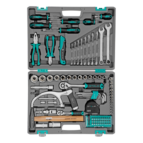 Набор инструментов, 1/2", 1/4", CrV, пластиковый кейс 98 предметов Stels по ценам производителя в Екатеринбурге с доставкой по всей России
