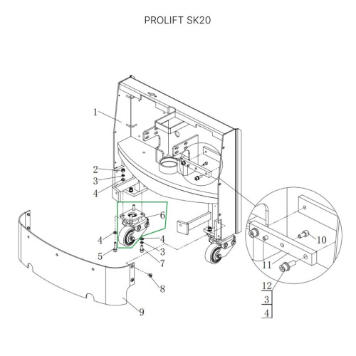 Опорное колесо в сборе с поворотной опорой для тележек SK20 по ценам производителя в Екатеринбурге с доставкой по всей России