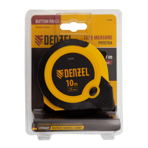 Рулетка 10м х 25мм, двухкомп. корпус, кнопка-пауза Denzel по ценам производителя в Екатеринбурге с доставкой по всей России