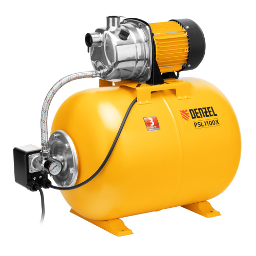 Насосная станция PSL1100X, 1100 Вт, 3600 л/ч, ресивер 50 л, подъем 45 м, нержавейка Denzel по ценам производителя в Екатеринбурге с доставкой по всей России
