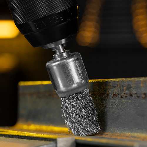 Набор щеток для дрели, 1 Плоская 50мм, 2 Чашки 25-50мм, шпилька, нерж. вит. проволока Denzel по ценам производителя в Екатеринбурге с доставкой по всей России