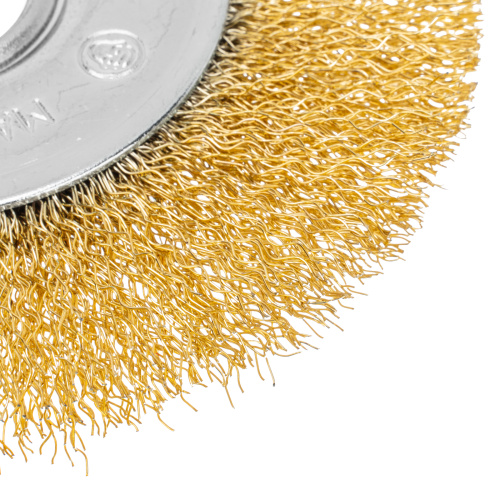 Щетка для УШМ, 125 мм, посадка 22.2 мм, плоская, латунированная витая проволока Matrix по ценам производителя в Екатеринбурге с доставкой по всей России