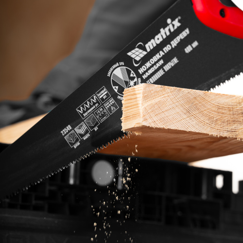 Ножовка по дереву, 400 мм, 7-8 TPI, зуб-3D, каленый зуб, тефлоновое покрытие полотна, двухкомпонентная рукоятка Matrix по ценам производителя в Екатеринбурге с доставкой по всей России