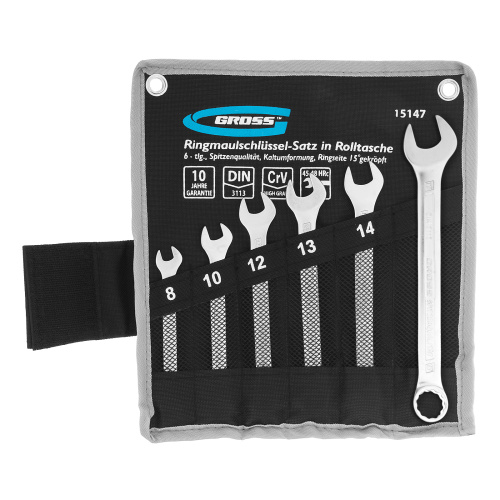 Набор ключей комбинированных 8-17 мм, 6 шт, CrV, холодный штамп Gross по ценам производителя в Екатеринбурге с доставкой по всей России