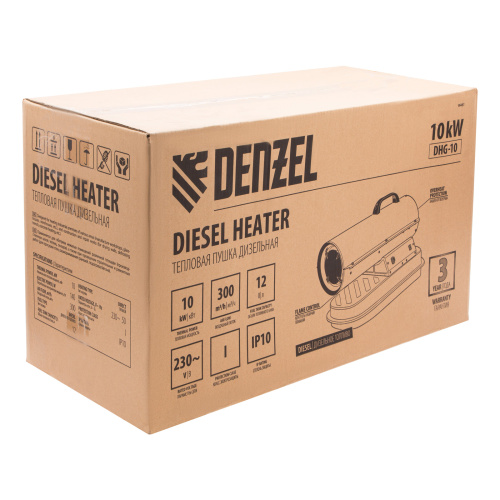 Дизельная тепловая пушка DHG-10, 10 кВт, 300 м3/ч, прямой нагрев Denzel по ценам производителя в Екатеринбурге с доставкой по всей России