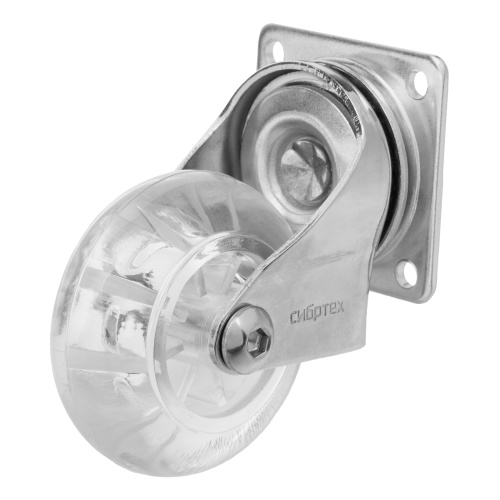 Колесо ПУ прозрачное поворотное d-50 мм, крепление платформенное Сибртех по ценам производителя в Екатеринбурге с доставкой по всей России