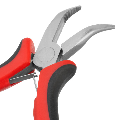 Длинногубцы изогнутые Mini, 130 мм, никелированные, авторазжим, двухкомпонентные рукоятки Matrix по ценам производителя в Екатеринбурге с доставкой по всей России