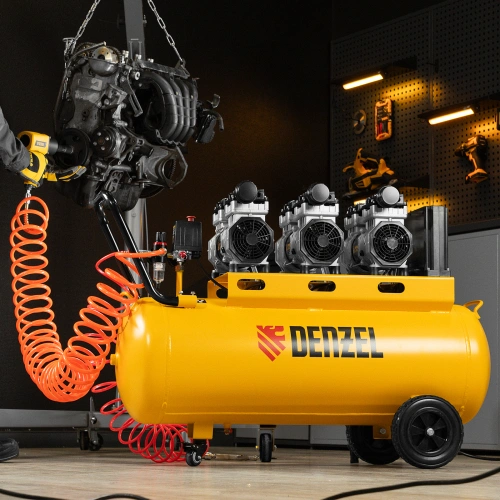 Компрессор безмасляный, малошумный  DLS 2250/100, 2250 Вт, 3x750, 100 л, 410 л/мин блок управления/ Denzel по ценам производителя в Екатеринбурге с доставкой по всей России