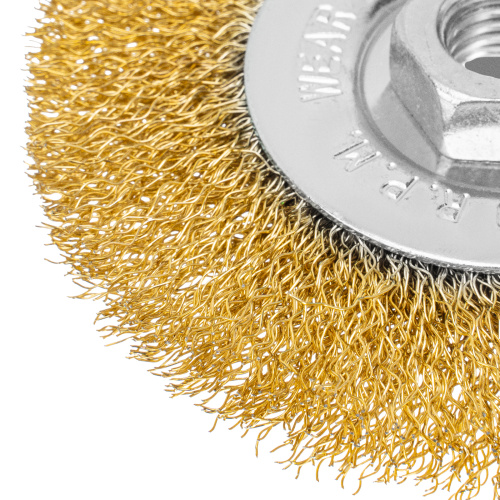 Щетка для УШМ, 100 мм, М14, плоская, латунированная витая проволока Matrix по ценам производителя в Екатеринбурге с доставкой по всей России