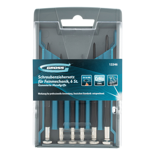 Набор отверток для точной механики, CrMo, металлические обрезиненные рукоятки, 6 шт, бокс трансформер Gross по ценам производителя в Екатеринбурге с доставкой по всей России