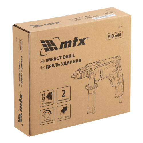 Дрель ударная MID-600, 600 Вт, 0-3000 об/мин, 0-48000 уд/мин MTX по ценам производителя в Екатеринбурге с доставкой по всей России
