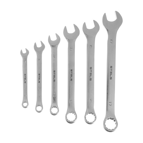 Набор ключей комбинированных 6-17 мм, 6 шт., CrV, матовый хром Stels по ценам производителя в Екатеринбурге с доставкой по всей России