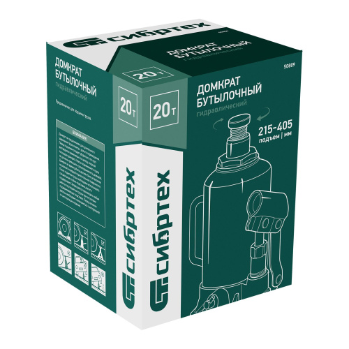 Домкрат гидравлический бутылочный, 20 т, 215-405 мм Сибртех по ценам производителя в Екатеринбурге с доставкой по всей России