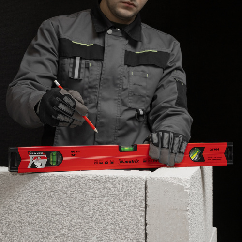 Уровень алюминиевый магнитный, 600 мм, фрезерованный, 3 глазка (1 зеркальный) усиленный Matrix по ценам производителя в Екатеринбурге с доставкой по всей России