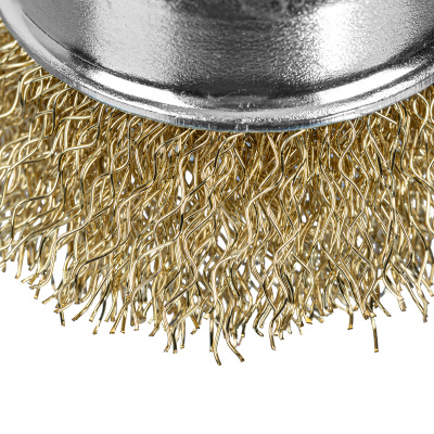 Щетка для дрели, 50 мм, "чашка" со шпилькой, латунированная витая проволока Matrix по ценам производителя в Екатеринбурге с доставкой по всей России