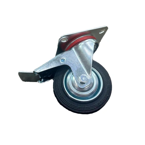 Колесо поворотное резина SCb 42 100 мм с тормозом (F) по ценам производителя в Екатеринбурге с доставкой по всей России