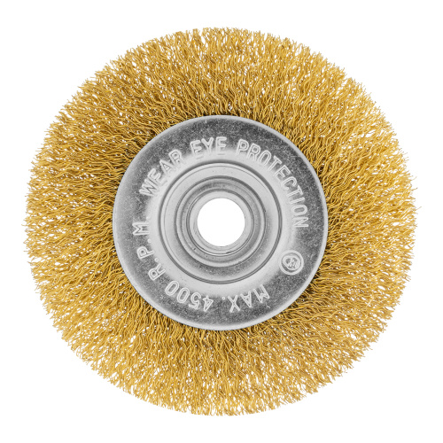 Щетка для УШМ, 100 мм, М14, плоская, латунированная витая проволока Matrix по ценам производителя в Екатеринбурге с доставкой по всей России