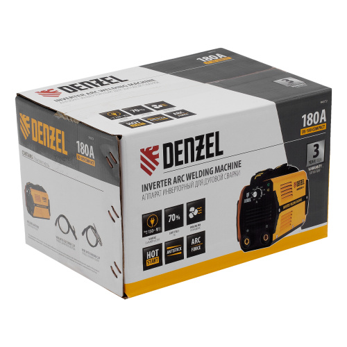 Аппарат инверторный дуговой сварки DS-180 Compact, 180 А, ПВ 70%, диаметр электрода 1.6-4 мм Denzel по ценам производителя в Екатеринбурге с доставкой по всей России
