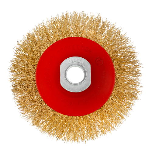 Щетка для УШМ, 100 мм, М14, "тарелка", латунированная витая проволока Matrix по ценам производителя в Екатеринбурге с доставкой по всей России