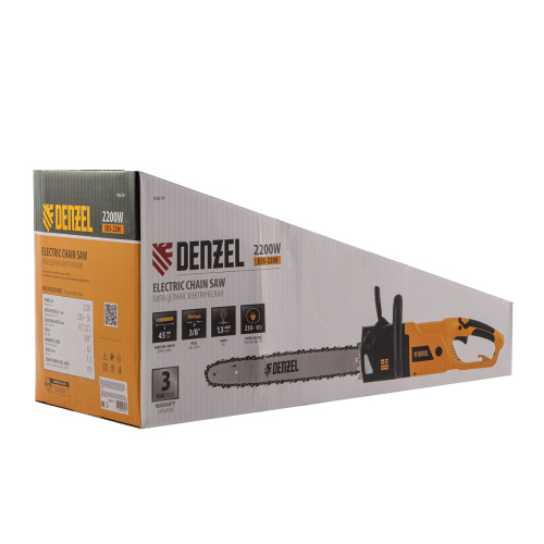 Пила цепная электрическая EDS-2200, 2.2 кВт,продольная, шина 45 см, шаг 3/8, паз 1.3 мм, 62 звена Denzel по ценам производителя в Екатеринбурге с доставкой по всей России