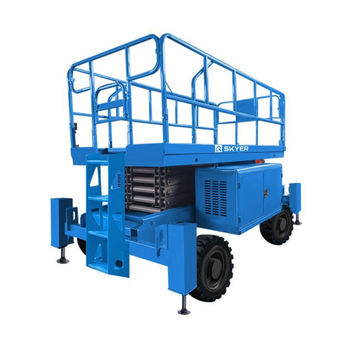 Подъемник самоходный дизельный ножничный с выдвижными платформами SKYER DPL1436 по ценам производителя в Екатеринбурге с доставкой по всей России