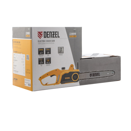 Пила цепная электрическая EDS-2200P, 2.2 кВт,поперечная, шина 45 см, шаг 3/8, паз 1.3 мм, 63 звена Denzel по ценам производителя в Екатеринбурге с доставкой по всей России